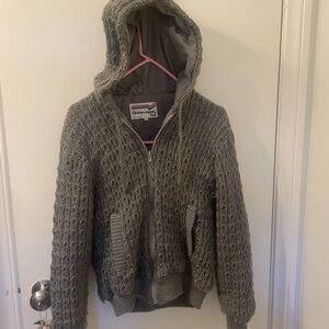Vintage Outer-Scene Ltd Grey Womens Hooded Bomber Jacket
